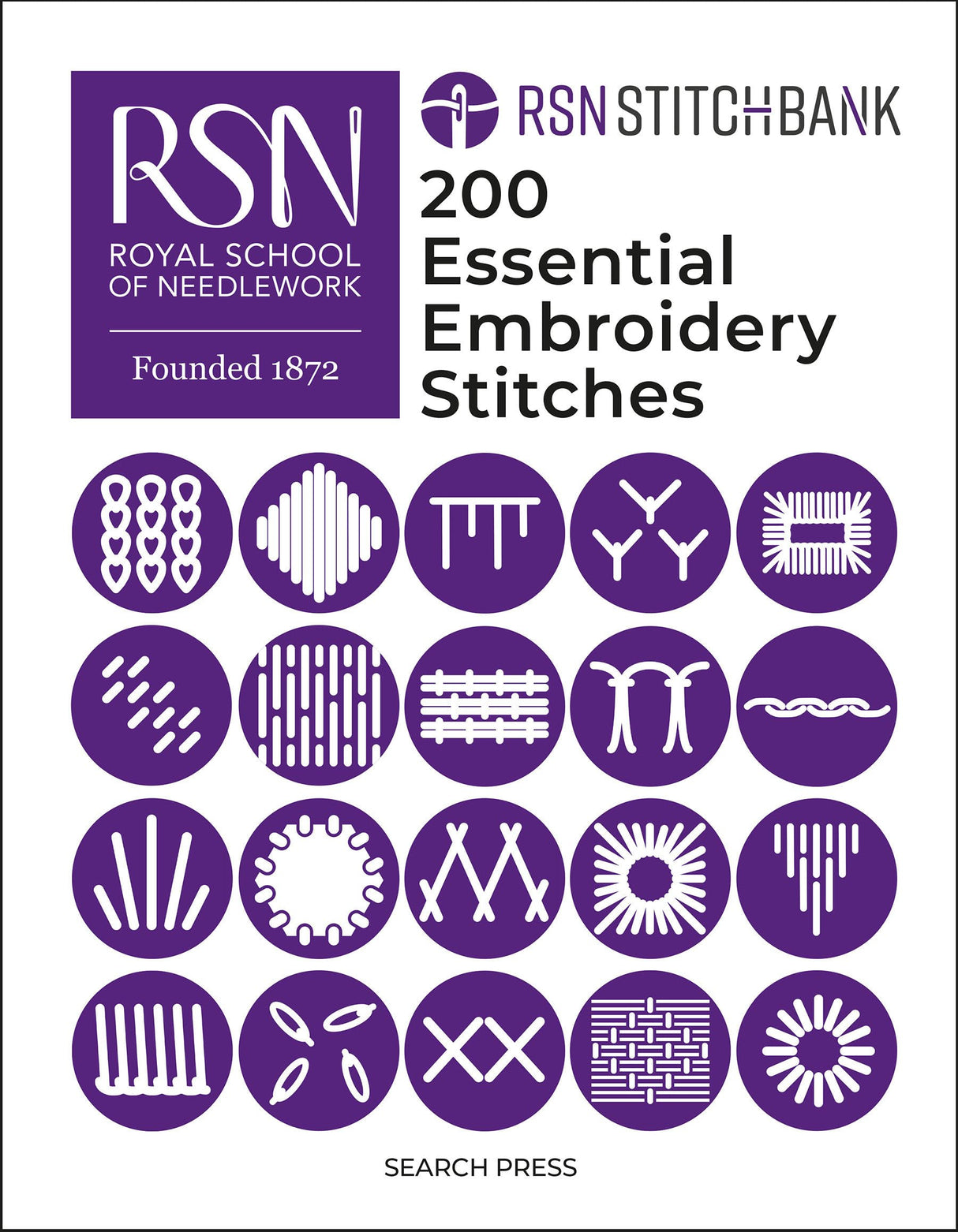 RSN Stitch Bank: 200 Essential Embroidery Stitches (Royal School of Needlework Guides) WoodArtSupply