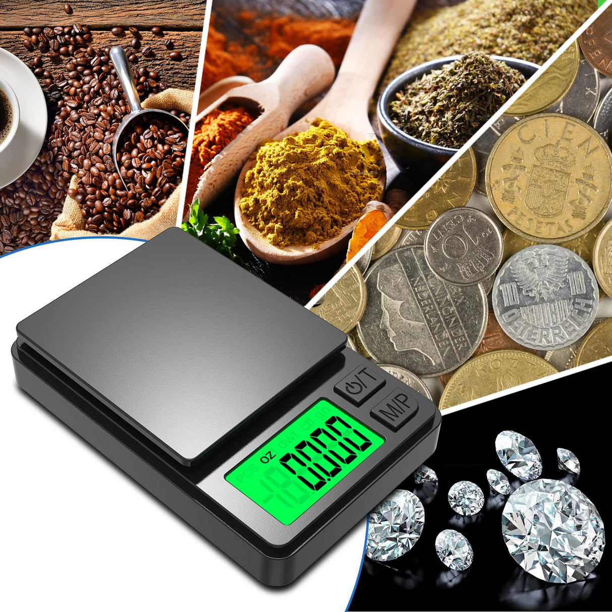 Mik-Nana Pocket Scale, 1000g x 0.01g Precision Gram Scale, Small Digital Scale Grams Ounces Grains, Kitchen Scale, Jewelry Scale for Gold, Gem, Coffee, Herb, Great for Travel Food Scale Mik-Nana