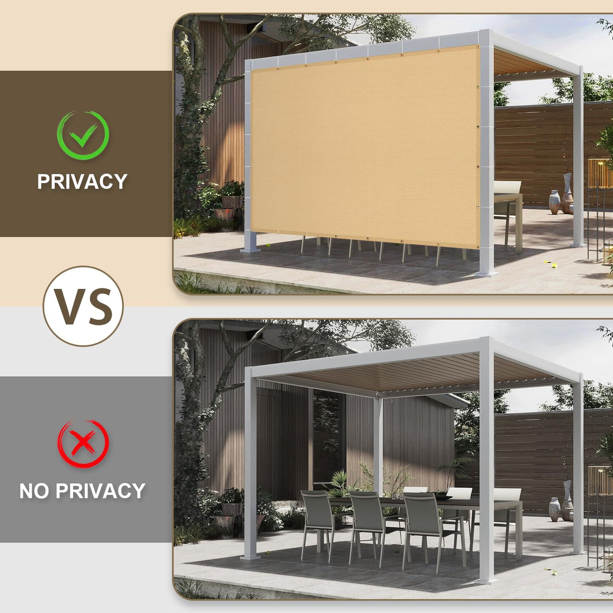 LOVE STORY Shade Cloth 3/6/8/10/12/20FT Sun Shade Cloth with Grommets Pergola Shade Cover 95% UV Protection for Patio Outdoor, 10x12 FT Sand LOVE STORY