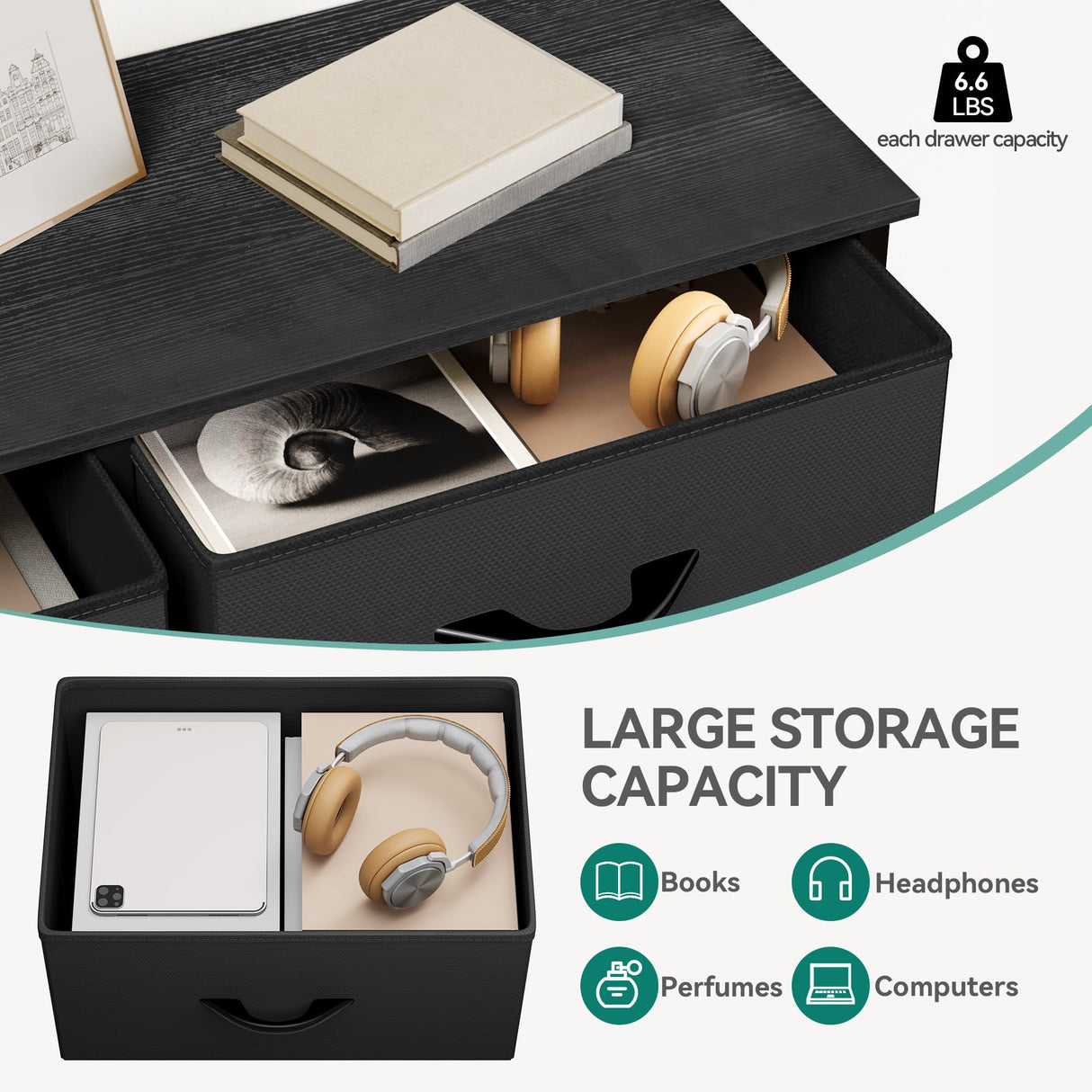 YITAHOME Fabric Dresser with 8 Drawers, Tall Dresser with Fabric Bins, Storage Tower Unit, Chest of Drawers for Living Room, Hallway YITAHOME