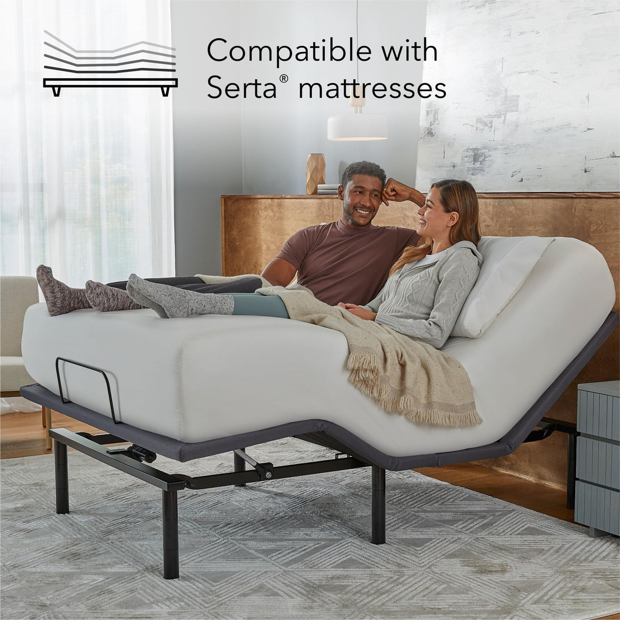 Serta baselogic Level 2 Adjustable Base Bed Frame - Split Cal King - Head and Foot Adjustability, Wireless Remote, Zero-Gravity Preset, and Foldable for Convenient Mobility and Storage Serta