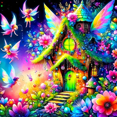 CHWGLFGG 5D Diamond Art Kits for Adults Beginners, Butterfly Glowing Cottage Diamond Painting Kits, DIY Full Round Drill Paint by Diamonds Dot Gem Art for Adults, Home Wall Decor 13.7X 13.7 Inch