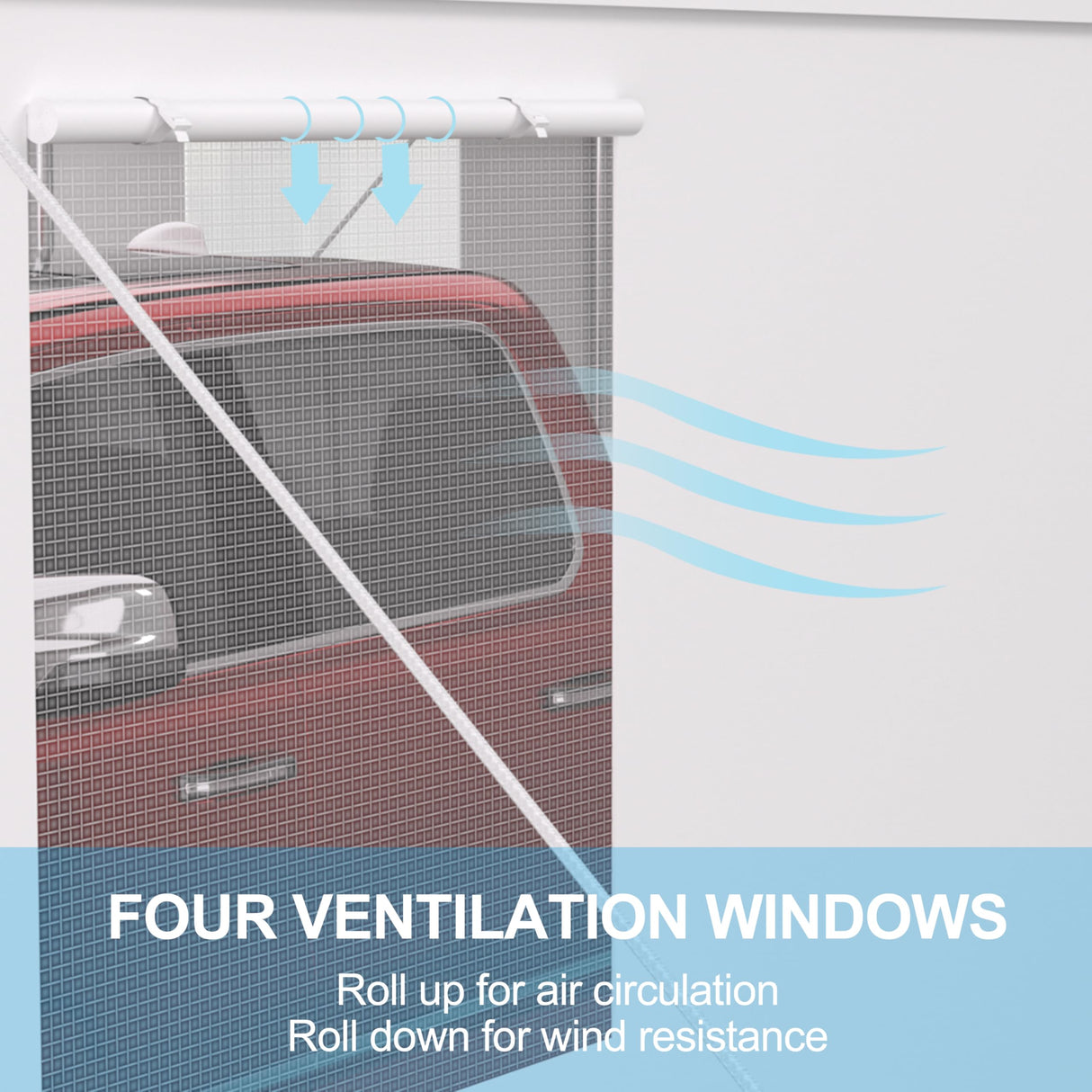 VeroFree 12x20ft Portable Garage Heavy Duty Carport Canopy, White with 2 Roll-up Doors & 4 Ventilated Windows – Shelter for Car, Truck, Boat, Tools, Outdoor Storage (1 Doors) VeroFree