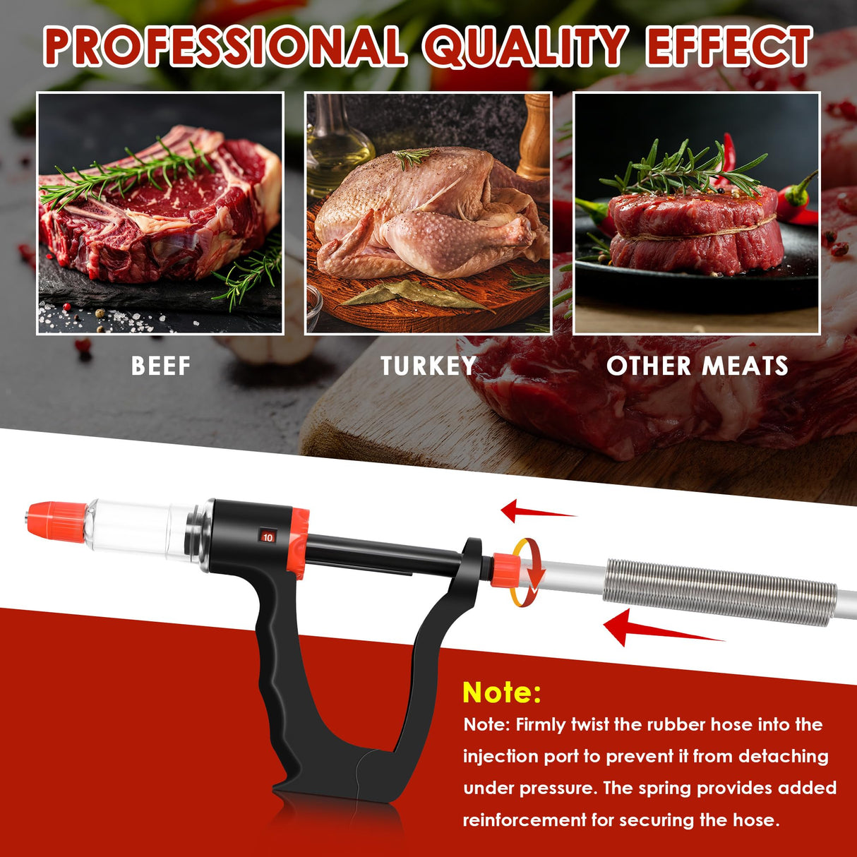 Dreyoo Marinade Injector Syringe for Smoking, Meat Injector Syringe with 3 Flow Settings, 4 Precision Needles & 33.46in Hose Ideal Meat Syringe Pump for BBQ, Smoking, Turkey and Holiday Feasts Dreyoo