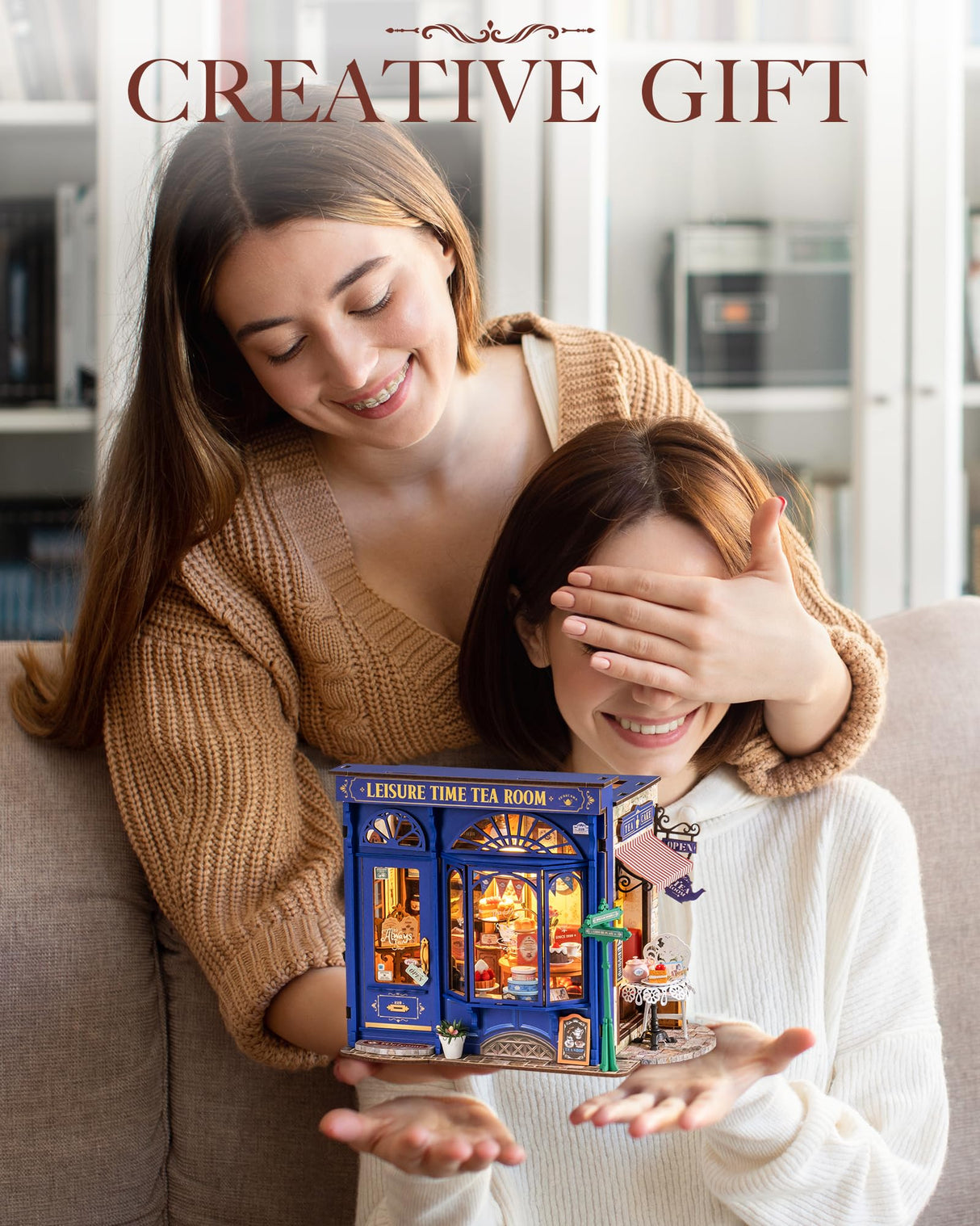 Rolife DIY Dollhouse Miniature House Kit 1:18 Edwardian Tea Room with Openable Facade, Diorama Building Model Kit Crafts for Adults Home Decor Creative Gift for Boys Girls Rolife