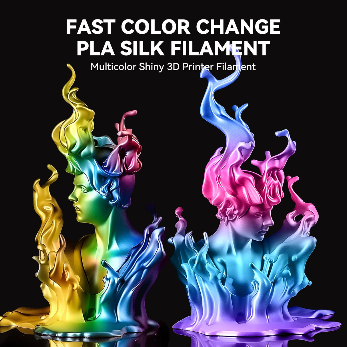 JAYO 3D Printer Filament Bundle, PLA Silk Filament Bundle Multicolor, Shiny Silk PLA Filament 1.75mm, Fast Color Change Rainbow Filament, Individually Vacuum Packed, 250g Spool, 8 Rolls, 2kg in Total JAYO
