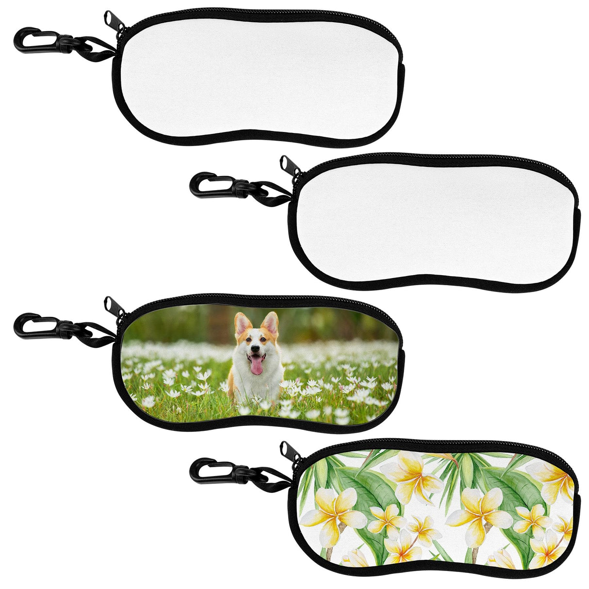 AUEAR, 4 Pack Sublimation Blanks Glasses Case Double Sided Neoprene Eye Glasses Bag for Travel AUEAR