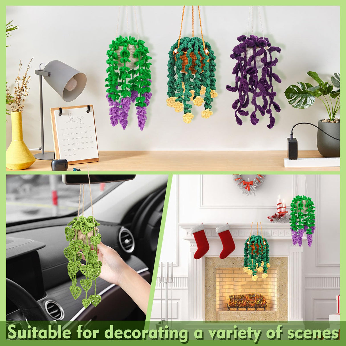 Kogyxe Beginners Crochet Kit, Amigurumi Crochet Starter Kits w Step-by-Step Video Tutorials, Hanging Potted Plants Knitting Starter Pack for Beginners Decoration, Plants Family (40%+ Yarn) Kogyxe