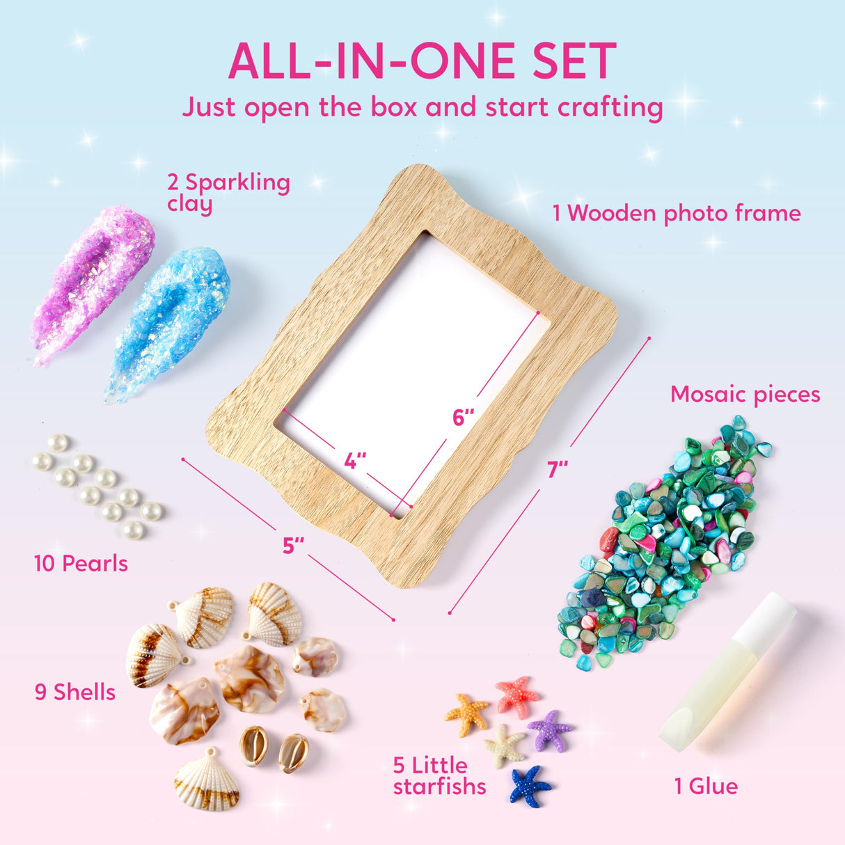 Klever Kits Mosaic Photo Frame Craft Kits, DIY Mosaic Kits for Kids 6 Years Old Girl Birthday Gift Summer Activities, Make Your Own Picture Frame Arts and Crafts for Kids Klever Kits