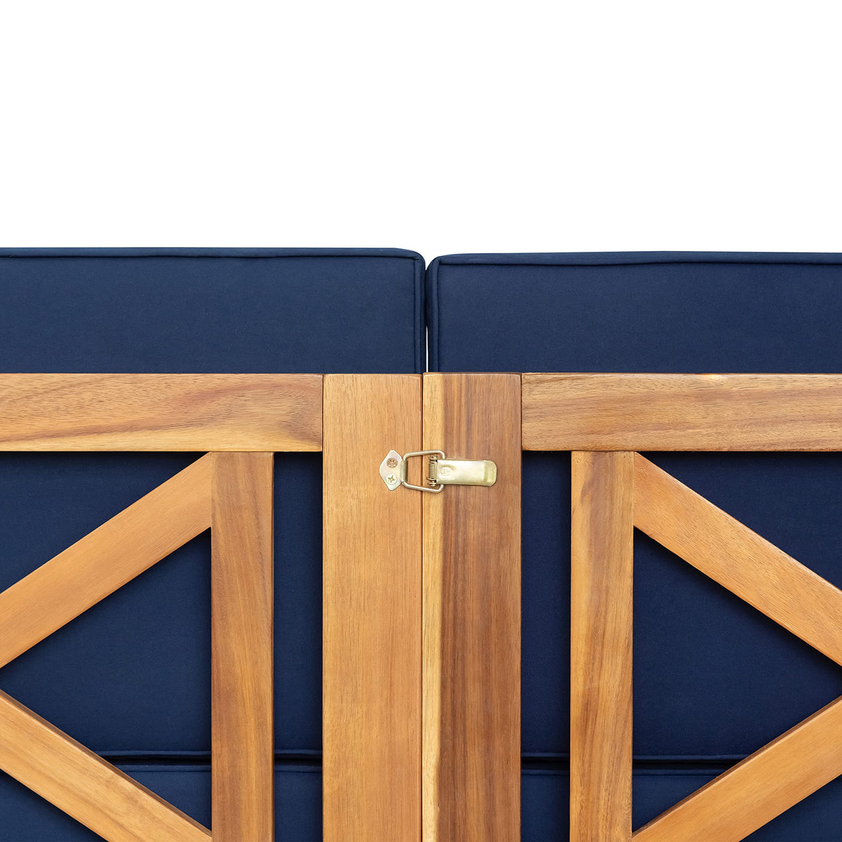 YSWH 5-Piece Patio Acacia Wood Outdoor Sectional Furniture Conversation Sets with Slatted Tabletop Tea Table and X-Back Wood Frame, Removable Cushions YSWH