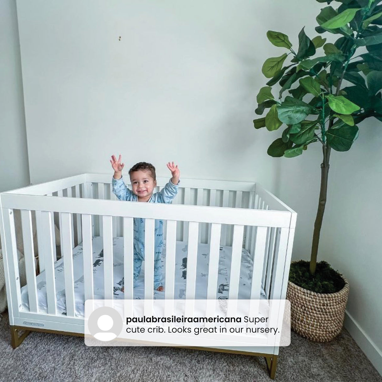 Delta Children Jade 4-in-1 Convertible Crib - Greenguard Gold Certified, Bianca White/Bronze Delta Children