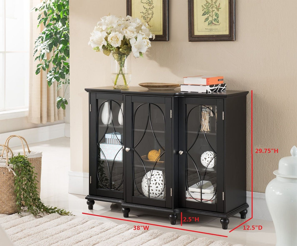 Kings Brand Furniture Wood Storage Sideboard Buffet Cabinet Console Table, Black Kings Brand Furniture