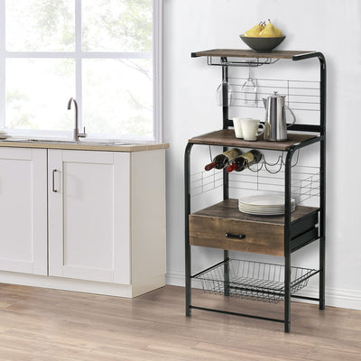 FirsTime & Co. Black and Brown Ansel Bakers Rack, Kitchen Shelf Unit Organizer and Storage Station, Wood and Metal, Farmhouse, 25.25 x 16.5 x 57 inches