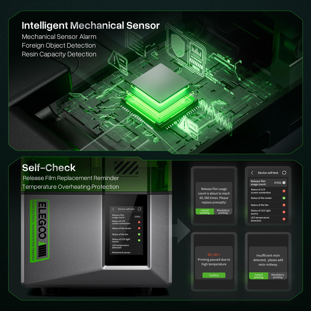 ELEGOO Mars 5 MSLA Resin 3D Printer, Smart Mechanical Sensor, Intelligent Automatic Leveling, COB Light Source, 6.6-inch Mono 4K LCD Screen, Large Printing Size 143.43 x 89.6 x 150 mm³ ELEGOO