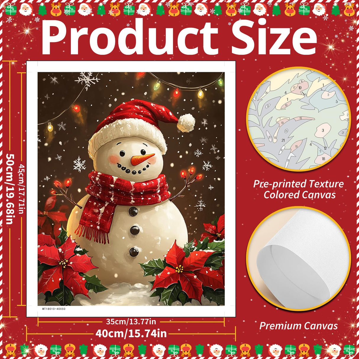 Christmas Paint by Numbers for Adult, Snowman Paint by Numbers Kit for Adults Beginners, DIY Christmas Acrylic Painting on Canvas for Home Wall Art Decor(16x20inch) Mandun