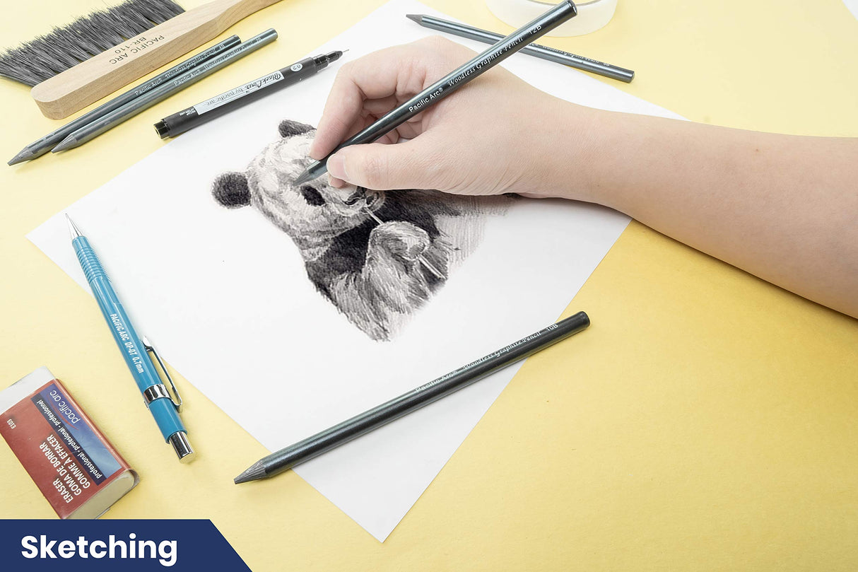 Pacific Arc Woodless Graphite Pencil 6 Pack Set, 12B, 10b, 8B, 6B, 4B, & 2B, for Sketching, Drawing, Coloring and Art Pacific Arc