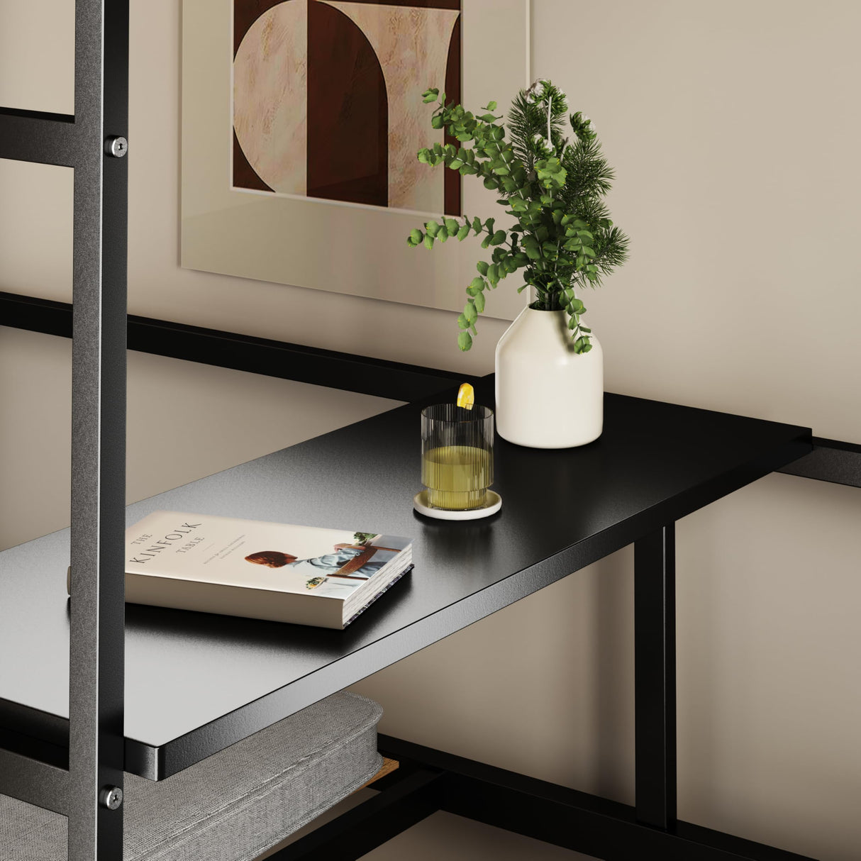 PVWIIK Twin Size Loft Bed with Desk for Dormitory,Living Room,Bedroom,Metal Bed Frame w/Wood Slats Support/Table Sets Transformable to Twin Over Twin Bunk Bed,Black(Cushion Not Included) PVWIIK