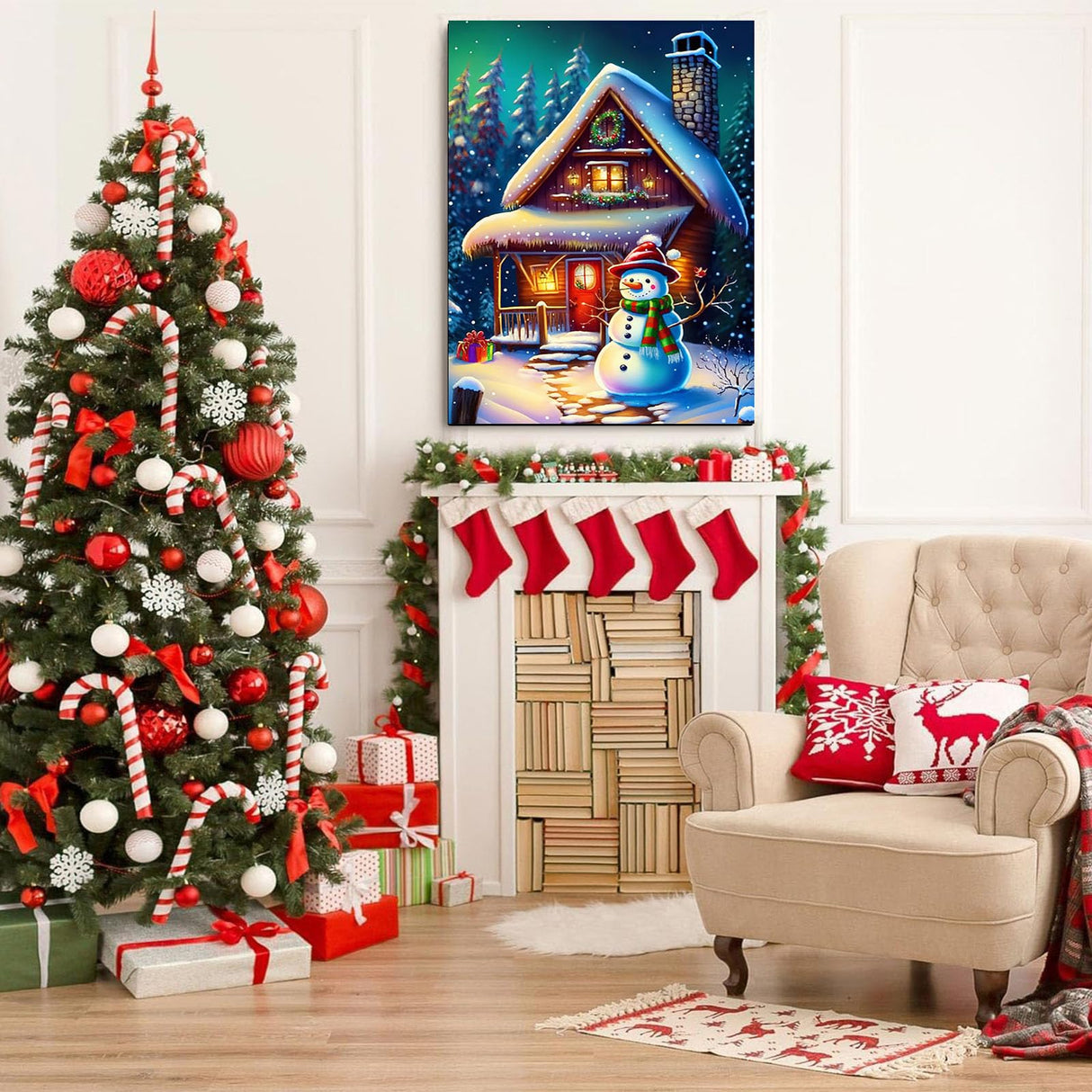 Arttoplus Christmas Snowman Paint by Numbers Kit for Adults Beginner-Christmas Adult Paint by Number Kits on Canvas, DIY Acrylic Oil Painting by Numbers for Adults for Gift Home Wall Decor(16x20inch) Arttoplus
