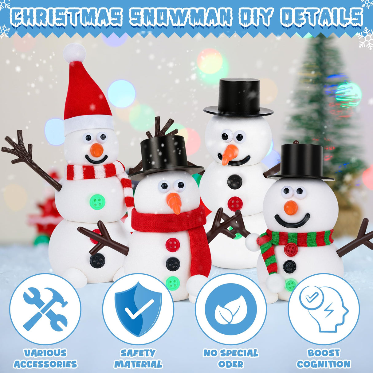 9 Pack Christmas Crafts, DIY Christmas Snowman Clay for Kids, Build Your Snowman Craft Kit, Modeling Clay Snow Man Making Game, Xmas Crafts Presents Winter Christmas Stocking Stuffers RoseFog