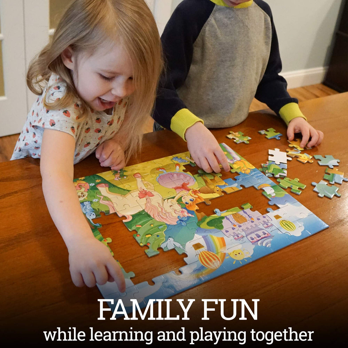 HomeWorthy (72 Pieces) Kids Jigsaw Puzzles - Durable Toddler Puzzles for Kids Ages 4-8 - Princess and Unicorn Design with Thick Puzzle Pieces and Sturdy Box HomeWorthy