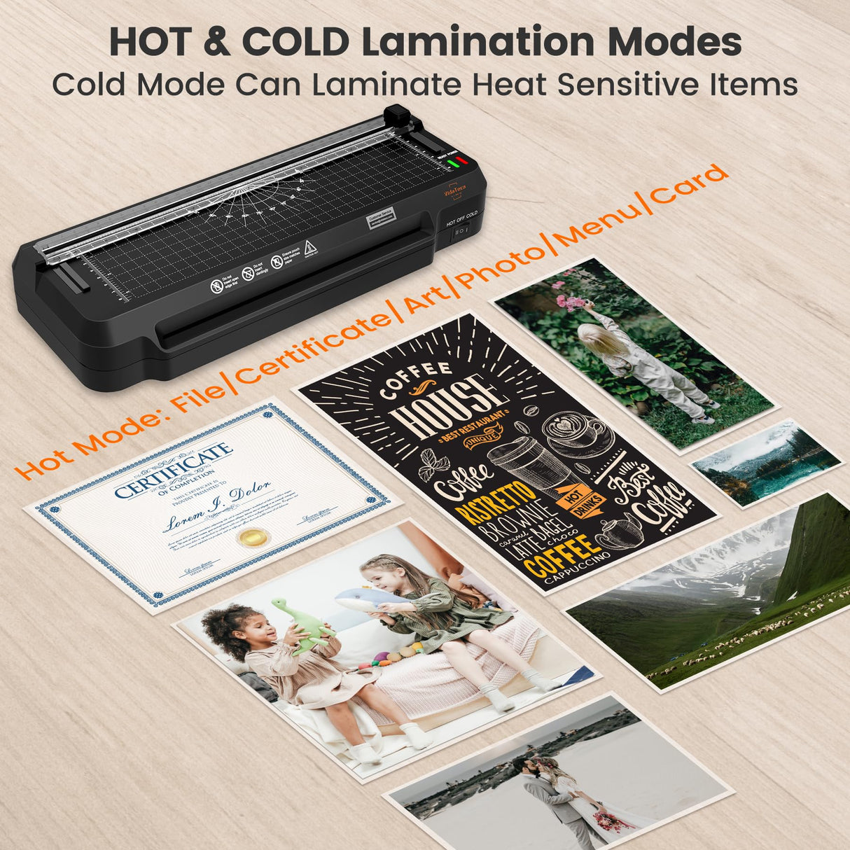 Laminator Machine,4 in 1 VidaTeco 9-inch Laminating Machine,2-Min Preheat,Thermal Cold Laminator with Laminating Sheets 20 pcs,Built-in Paper Cutter,Corner Rounder,Lamination for Home School VidaTeco