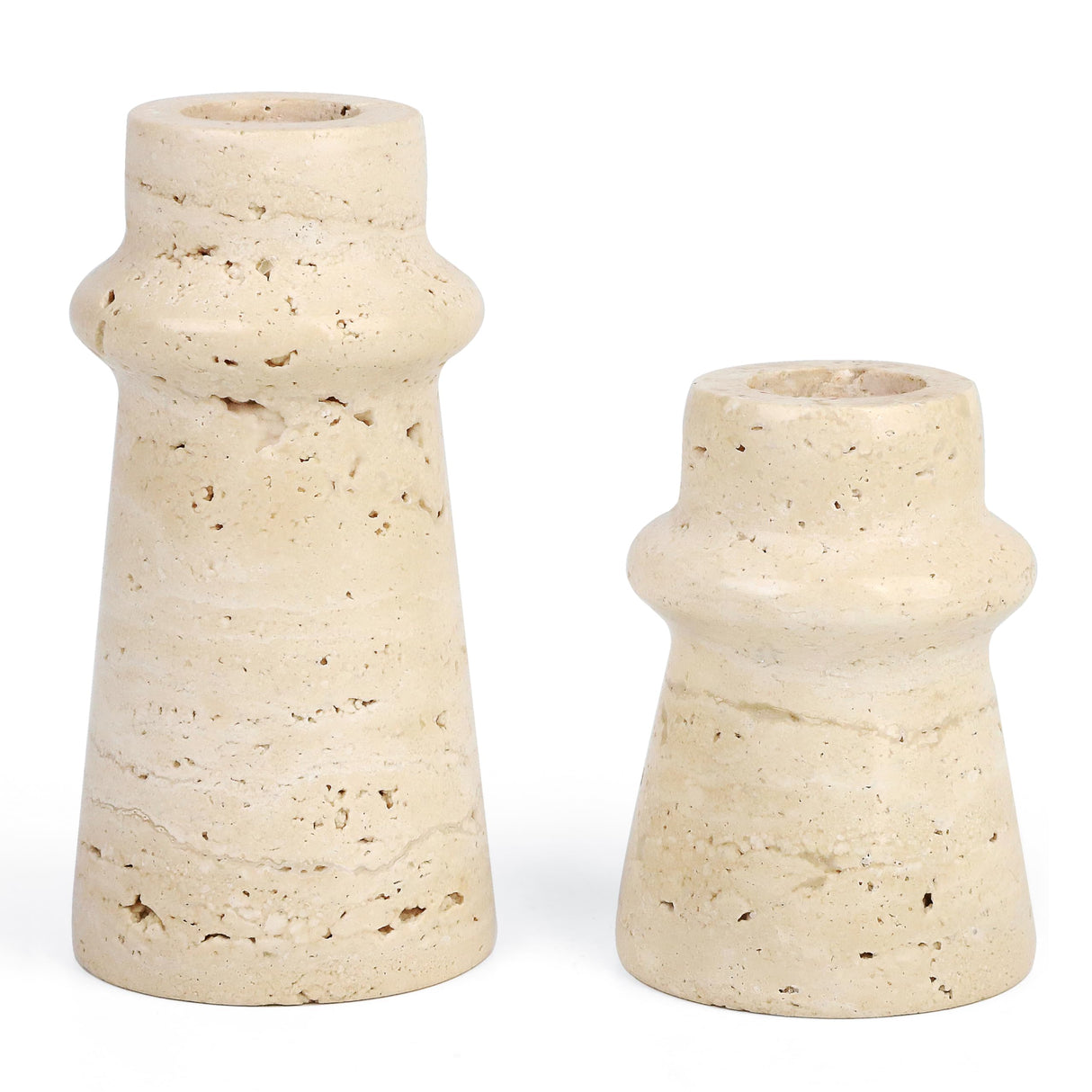 Vixdonos Natural Stone Candle Holder Set of 2 Taper Candle Candlestick Mantle Candle Stand for Home Decor,Wedding,Party and Table Centerpieces(White) Vixdonos