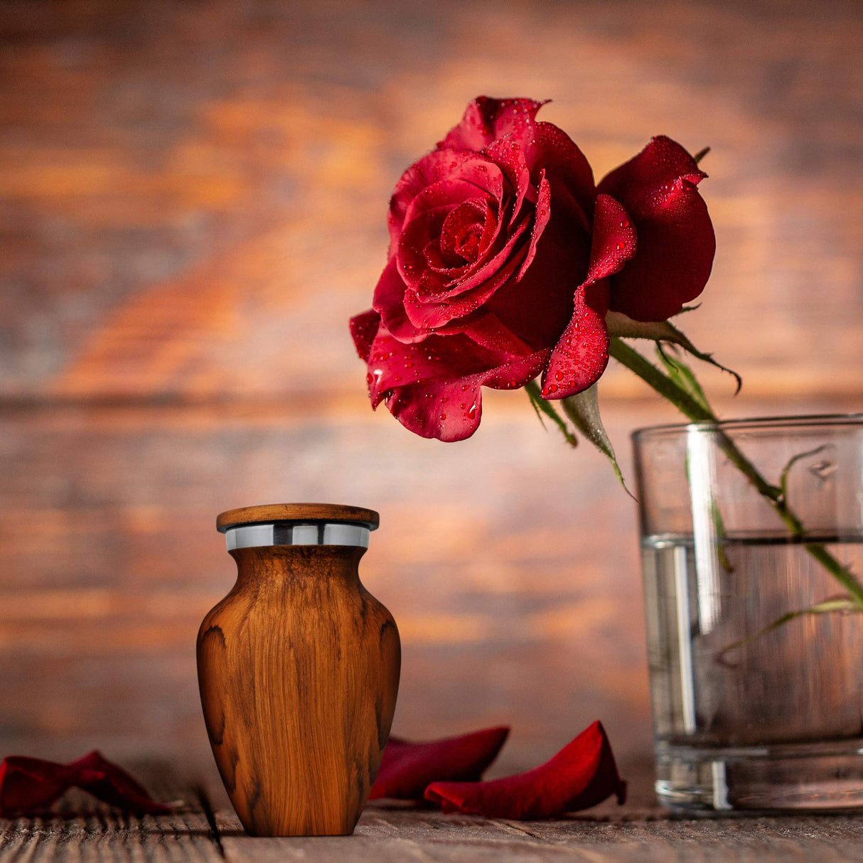 Small Keepsake Cremation Urn for Human Ashes with Wood Grain Finish Choose from 4 Unique Woodgrains Mini Metal Sharing Personal Funeral Urn for Pet or Human Ashes (South American Rosewood) KC KATIE COLLECTION BY URNSELLER