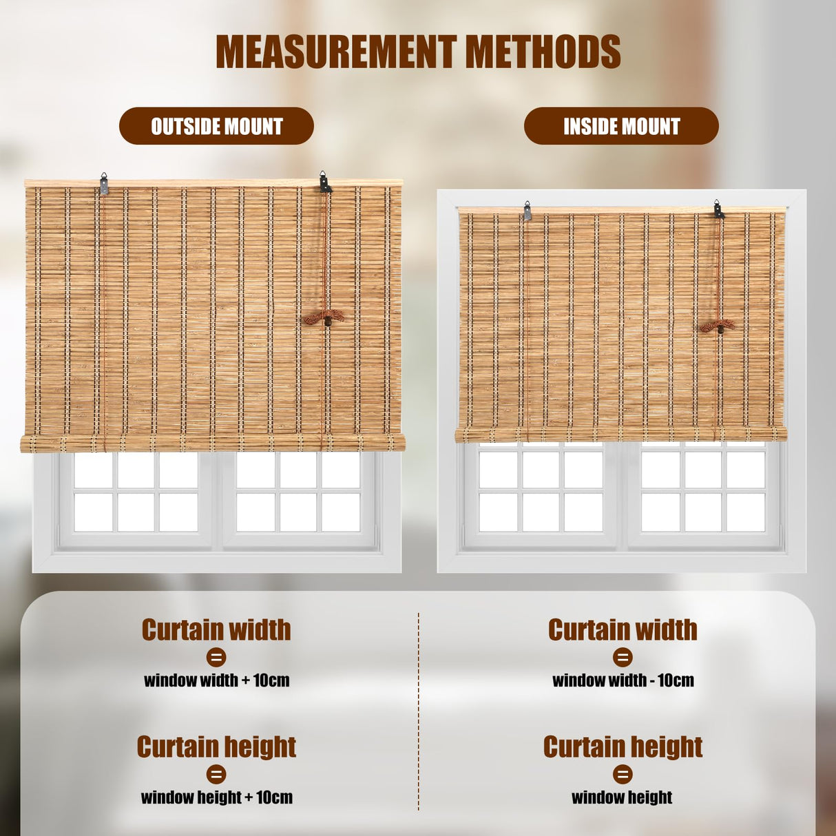 CSBWDLT Bamboo Blinds Roman Bamboo Curtains Roller Shades for Interior Windows,Roll Up Blinds Indoor Outdoor Patio 30" W x 64" H CSBWDLT