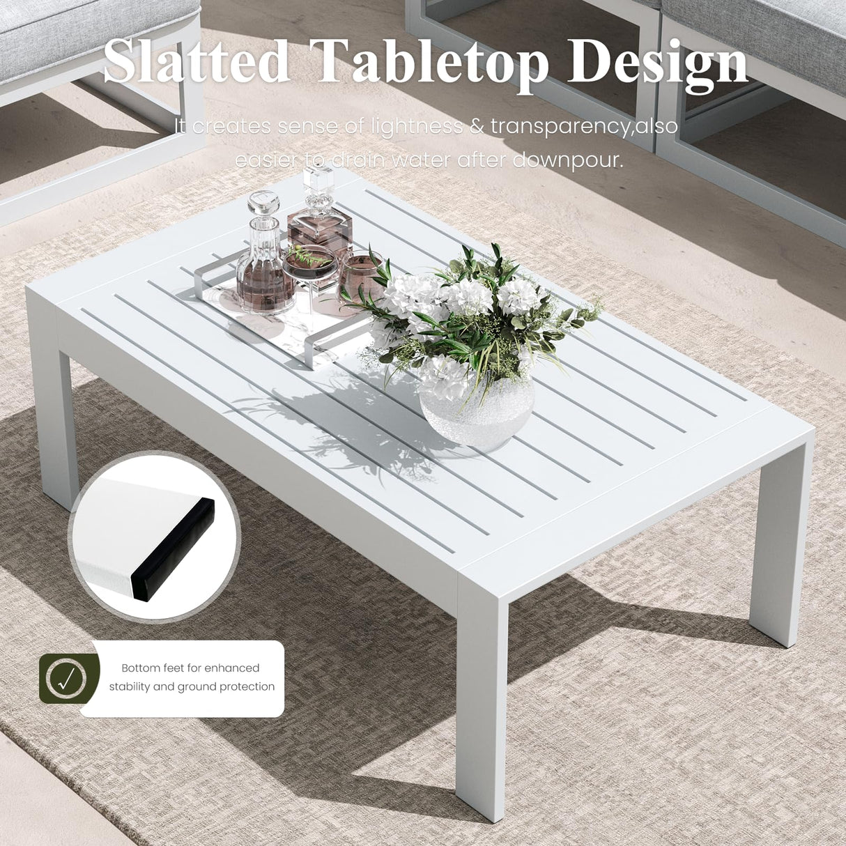 LayinSun 9 Pieces Modern Aluminum Patio Furniture Set with Coffee Table, Outdoor Modular Sectional Conversation Set L-Shaped Sofa for Backyard LayinSun