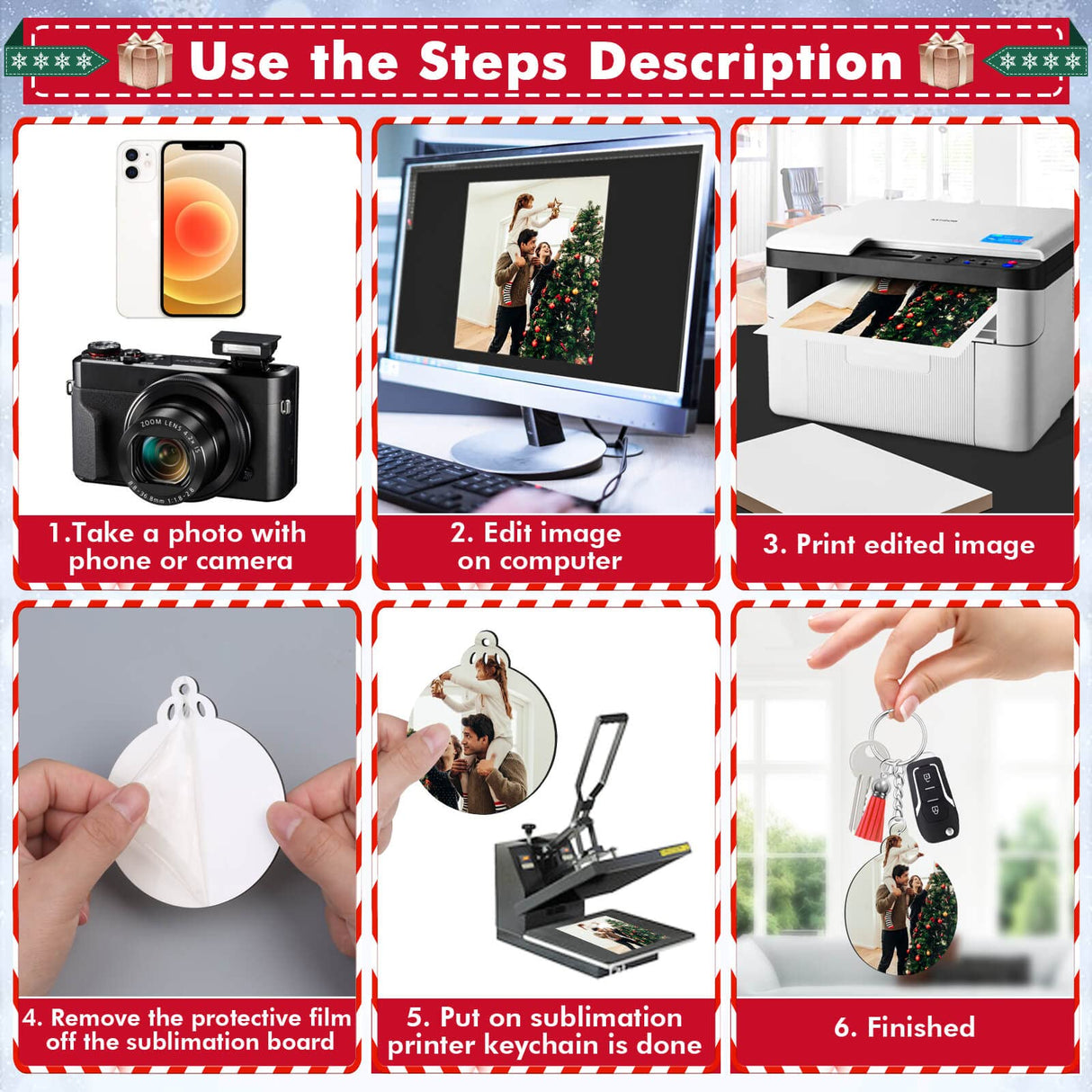 Sublimation Ornament Blanks Bulk, Cridoz 20 Pieces Sublimation Blanks Ornaments with Red Ribbon Double-Side MDF Personalized Blanks for Christmas Day and Halloween Day Decor cridoz