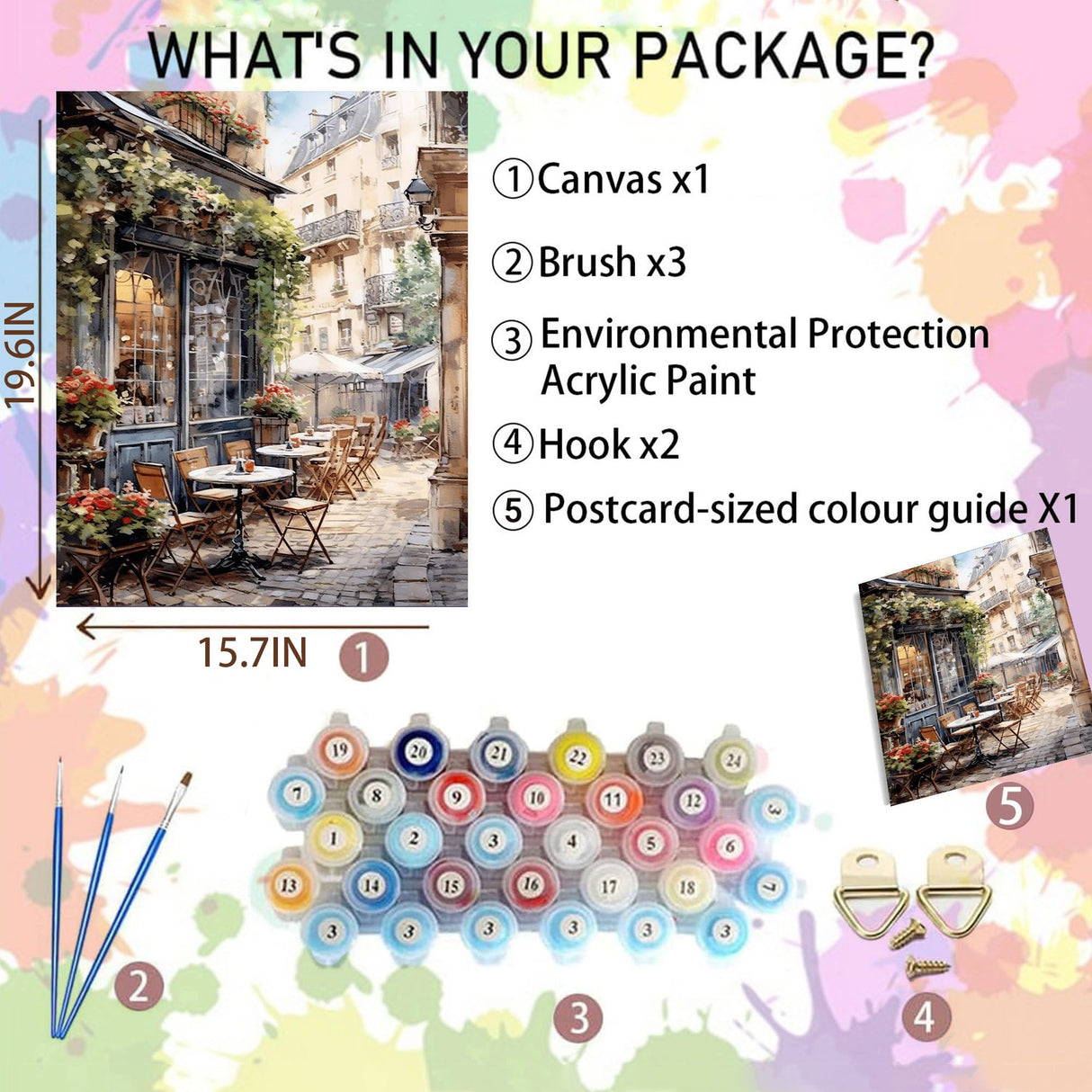 Arttoplus Street Cafe Paint by Numbers Kit for Adults-Street Cafe Adult Paint by Number Kits on Canvas,Landscape Oil Painting by Number Adult for Gift Home Wall Decor(16x20inch) Arttoplus