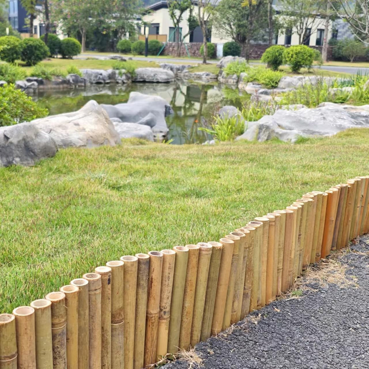 Bamboo Short Fence Outdoor Landscape Edging Flexible Decorative Border 7.8'' H x 47'' L HTWNK