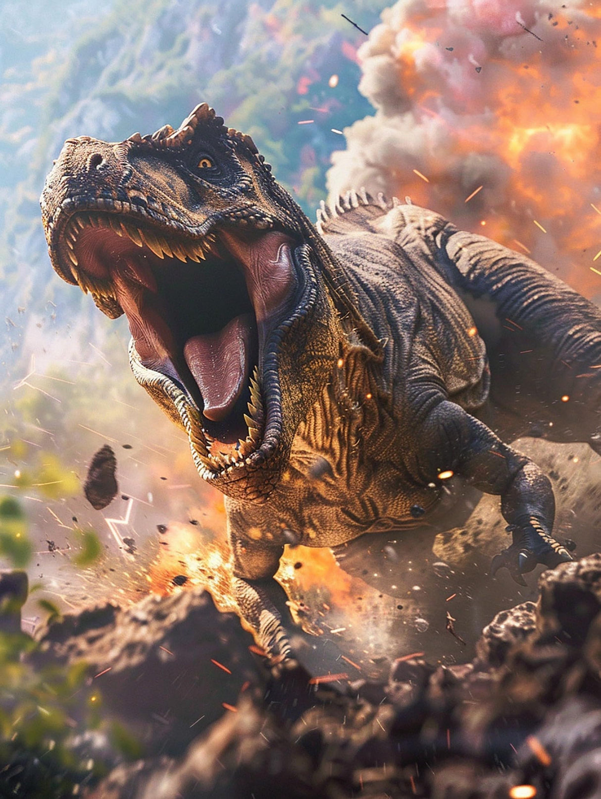 SKRYUIE Paint by Numbers Kit for Adults Beginner Dinosaur, Acrylic Volcano Oil Painting by Numbers Kits with PaintBrushes Paintwork Art Crafts Canvas for Home Decor 16x20 inch c12 SKRYUIE