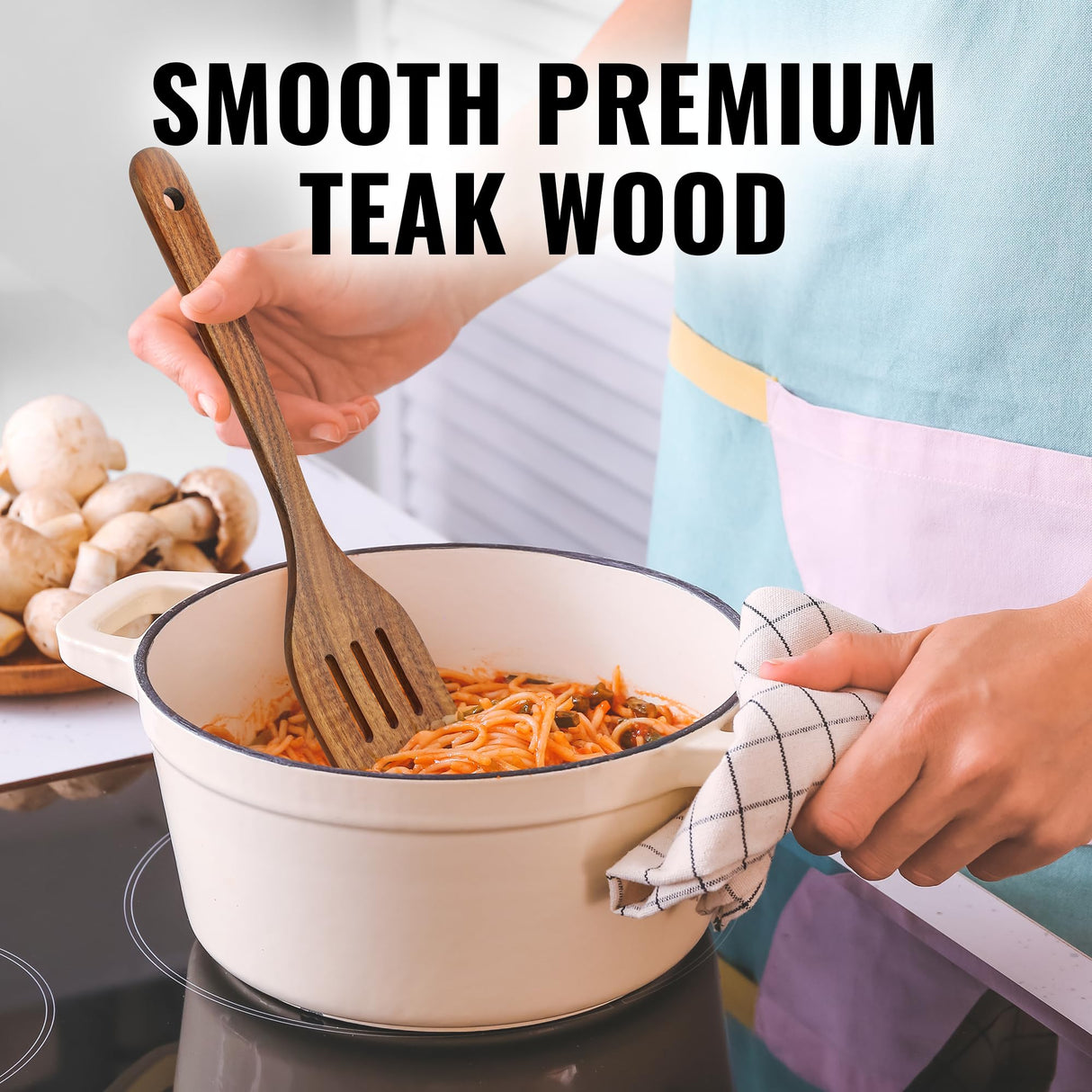 Zulay Kitchen Premium Slotted Spatula - Durable Teak Wooden Spatula For Cooking, Flat Wooden Spatula For Kitchen Use, Smooth Finish Natural Teak Spatula, Non-Stick Wooden Spatula Zulay Kitchen