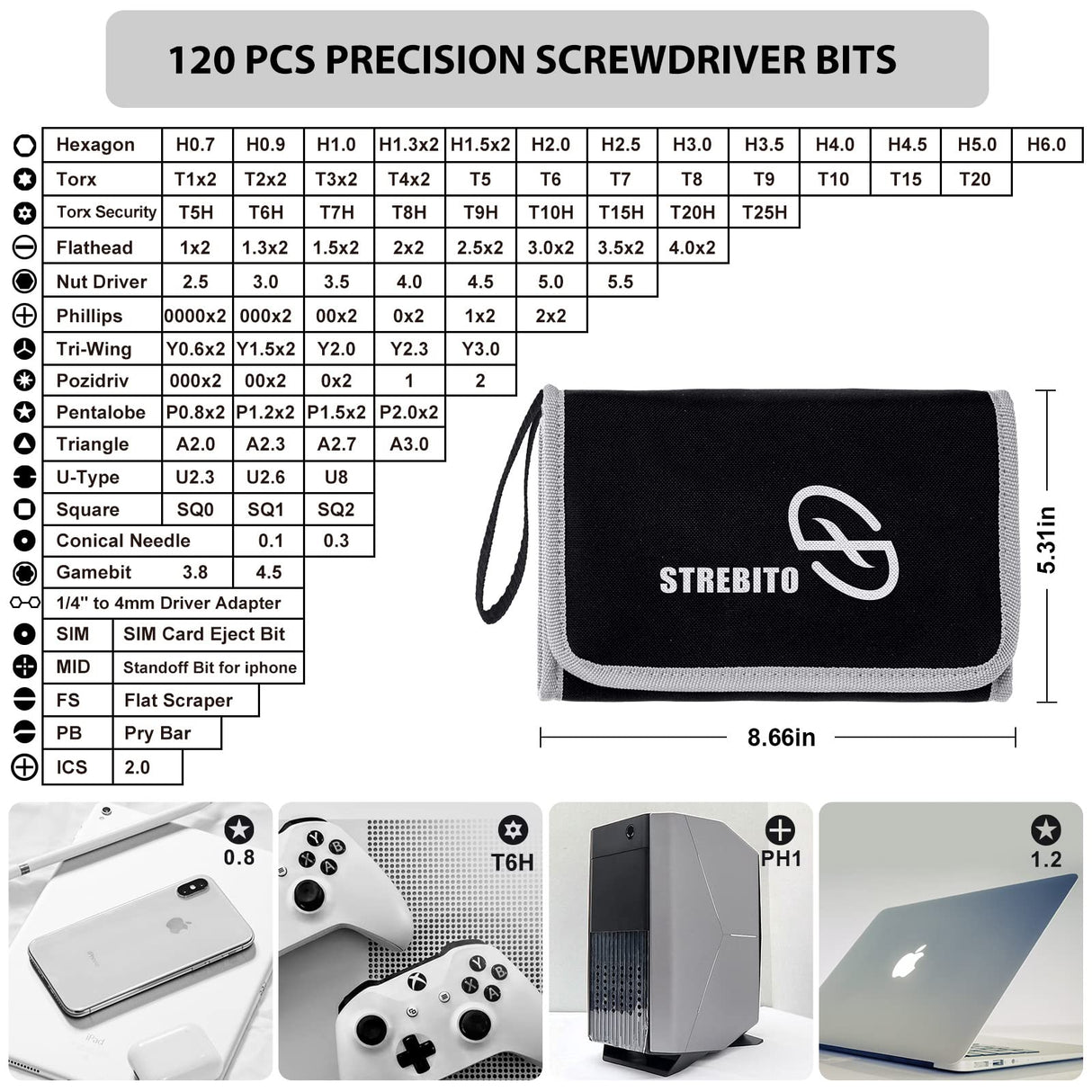 STREBITO Precision Screwdriver Set 142-Piece Computer Tool Kit Magnetic Screwdriver Set Laptop Screwdriver Kit Electronic Repair Kit Tech Toolkit for PC, Phone, Macbook, Nintendo, PS4, Xbox Controller STREBITO
