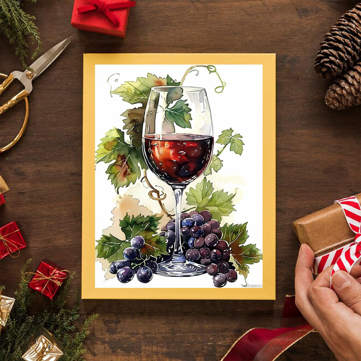 TUTUMAY21 Diamond Painting The Wine Glass Surrounded by Grapes Diamond Art Kits for Adults, Full Round Gemstone Stitch Kit, for Wall Decor 12x16 inch TUTUMAY21