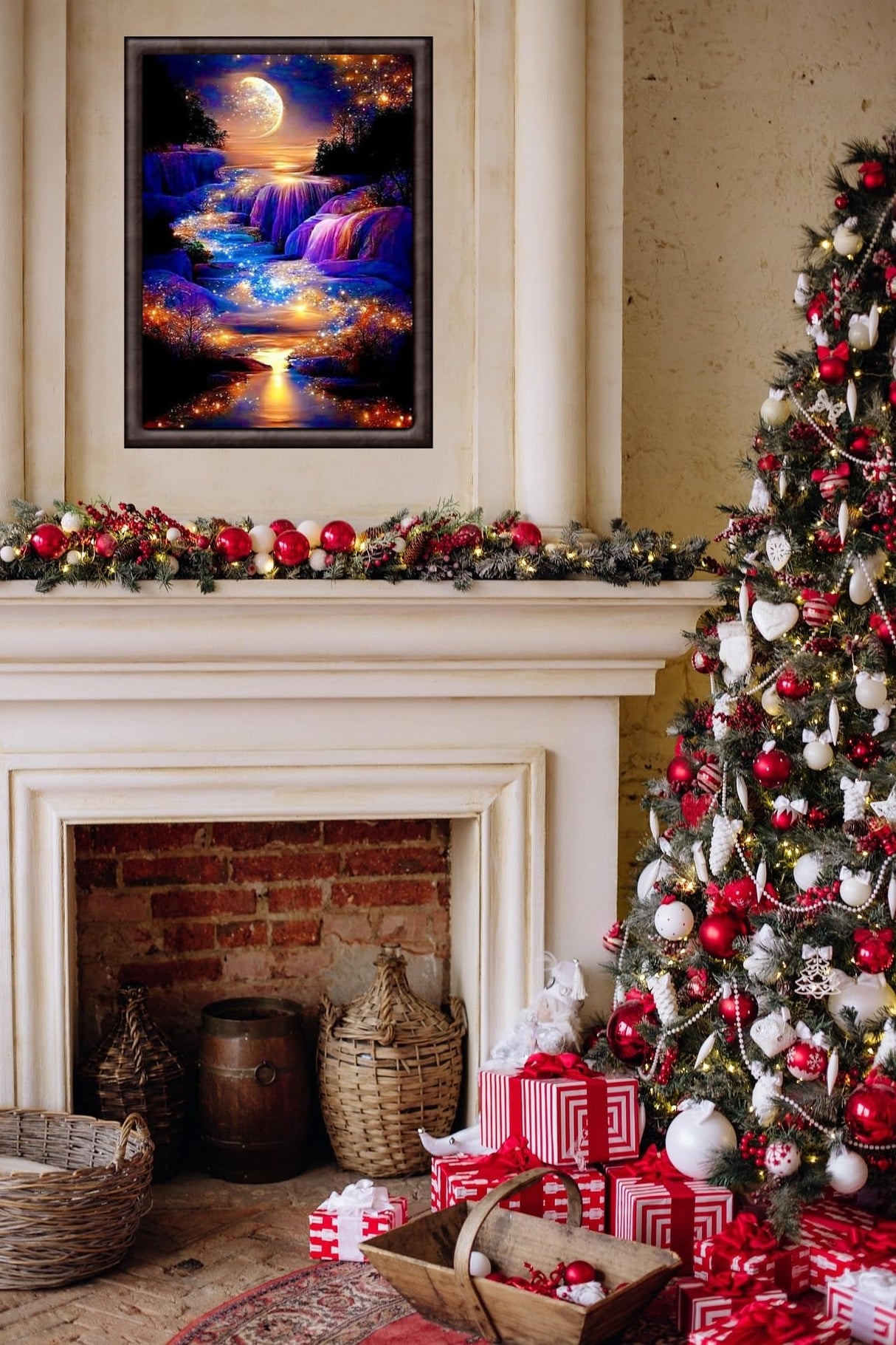 EPLUUM Waterfall Paint by Numbers Kit for Adults Canvas Moon Adult Paint by Numbers for Adults Mountains Painting by Numbers for Adult Paint by Number for Gift Home Wall Decor (16x20 inch) Generic