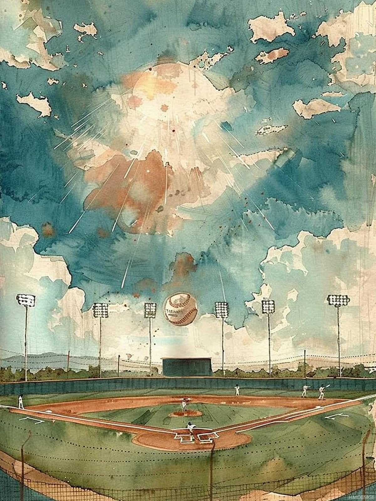 HMDIIMGE Interesting Baseball Diamond Painting Kits for Adults, Ball Sport Diamond Painting Art Kit for Adult, 5D Gem Diamond Art Painting for Relatives and Friends Home Wall Decor Gifts 12x16 Inch HMDIIMGE