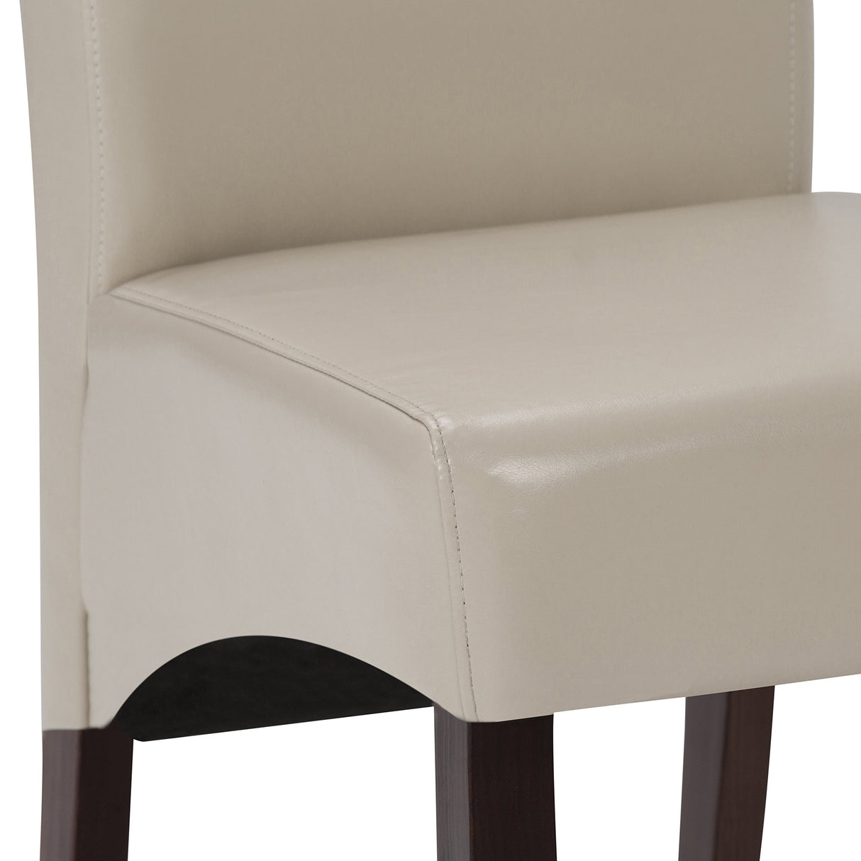 SIMPLIHOME Avalon Deluxe Parson Dining Chair (Set of 2), Satin Cream Faux Leather and SOLID WOOD, Square, Upholstered, For the Dining Room, Transitional Modern SIMPLIHOME