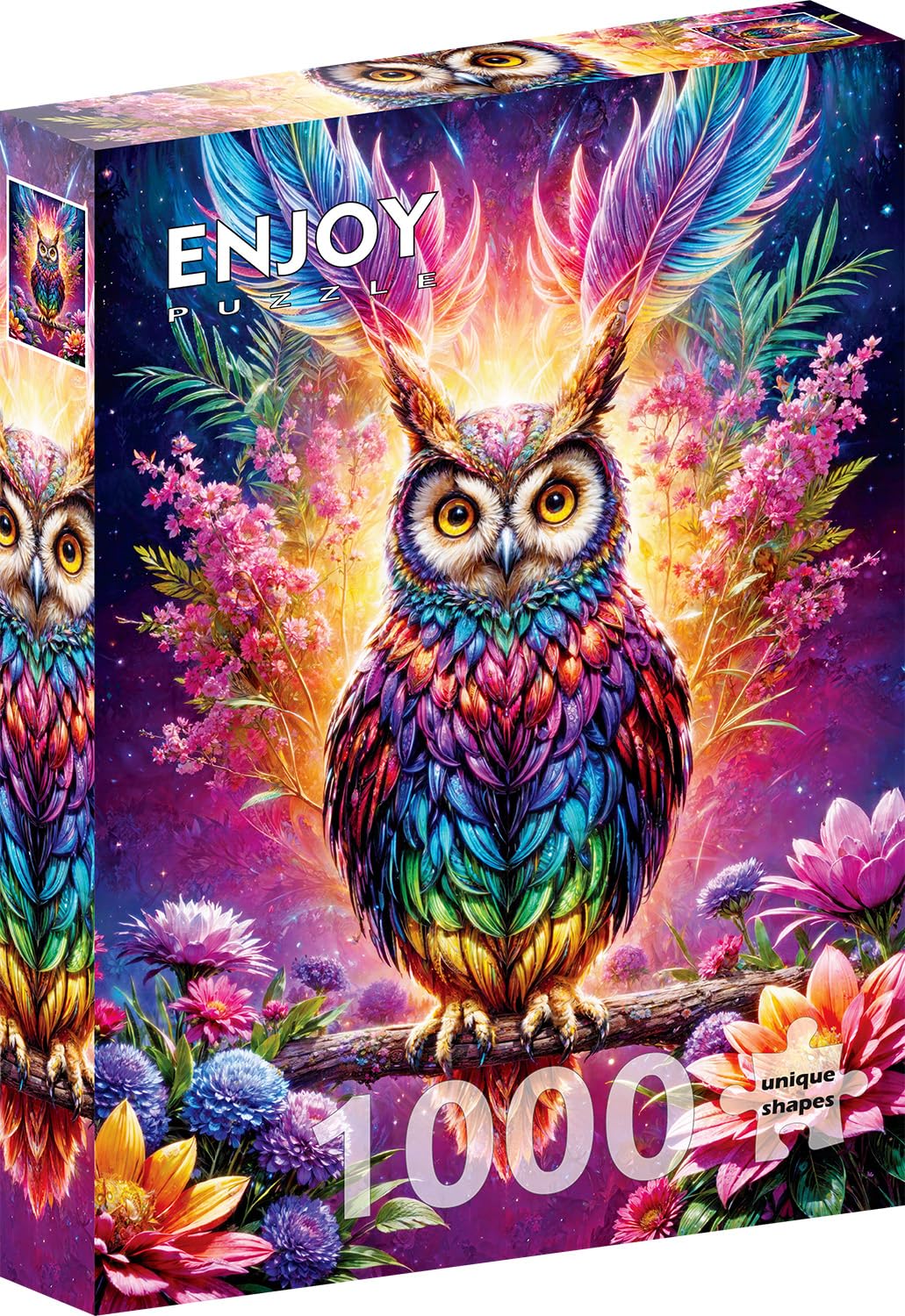 1000 Pieces Jigsaw Puzzle for Adults β Matte Finish, Soft Touch, Sturdy and Unique Pieces, Tight Fit, Vivid Colors, Missing Pieces Service β Magical Owl in Floral Fantasy Illustration by ENJOY Puzzle ENJOY Puzzle
