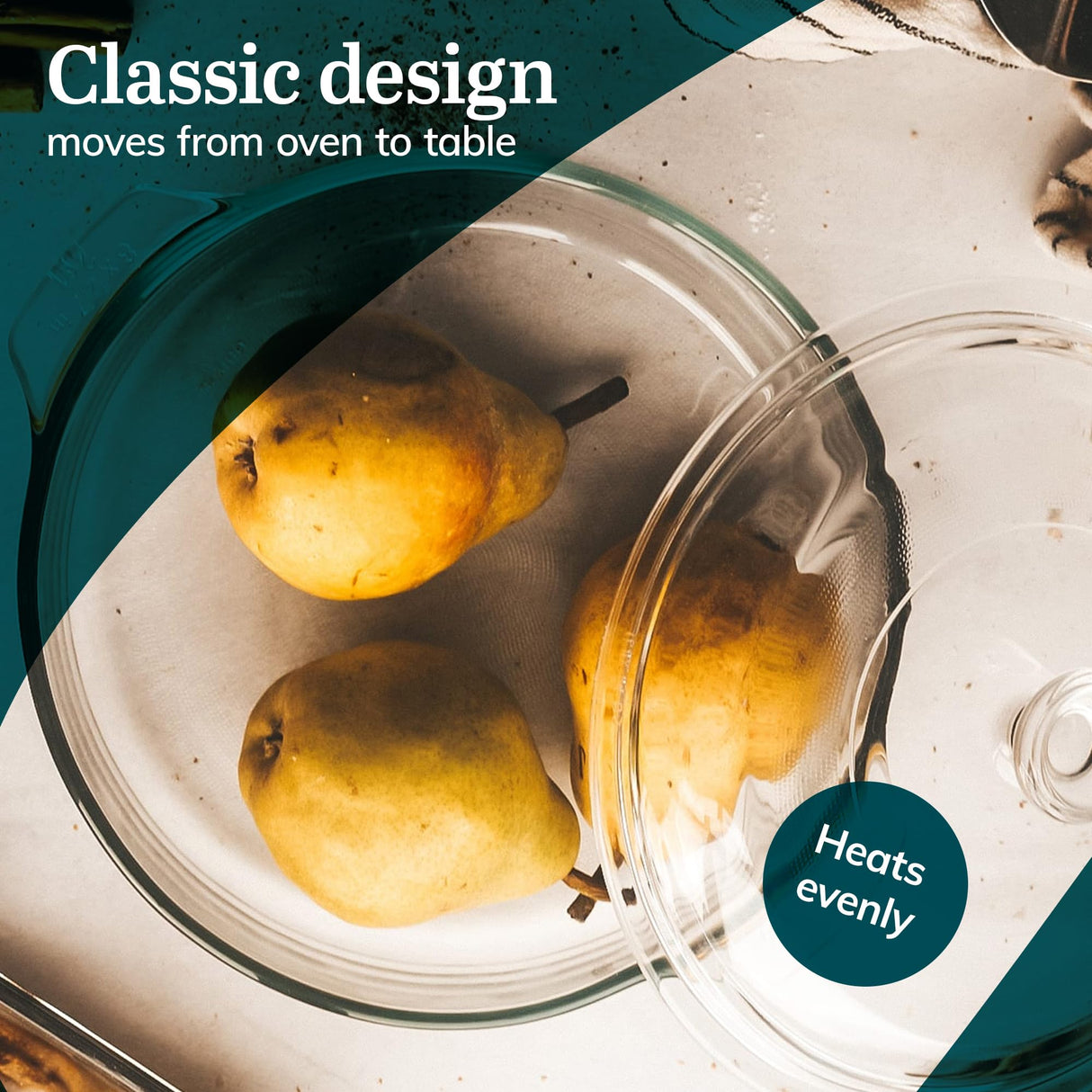 Libbey 56030 Baker's Basics 3-Piece Covered Casserole Dishes, Versatile Glass Baking Dishes for Oven, Clear Lead-Free Casserole Cookware Libbey