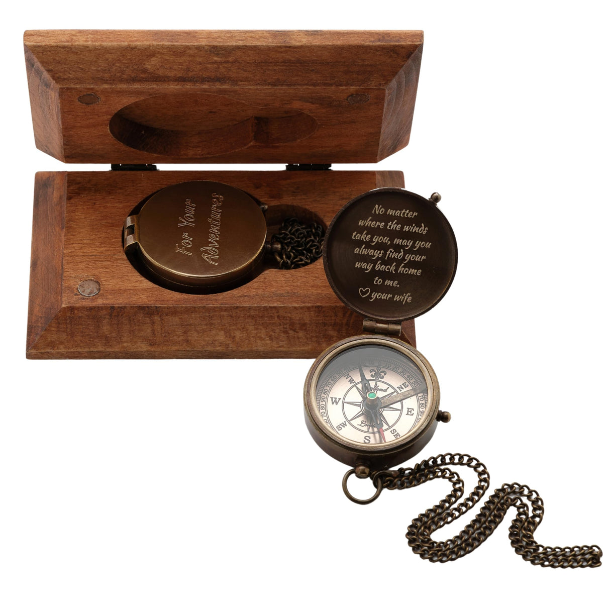 SFdizayn Personalized Compass Gift for Men - Custom Engraved Working Brass Pocket Compass - Customized Anniversary Gifts for Him, Husband, Boyfriend & Dad - Engravable, Functional and Handmade SFdizayn