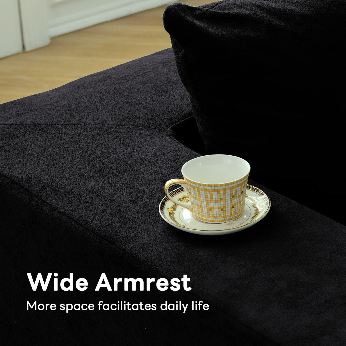 Vamcheer Modular Sectional Sofa with Chaise, Modern L Shaped Cloud Couch with Deep Seat, Sectional Couches for Living Room, Bedroom, Office, No Assembly Required, Black Vamcheer