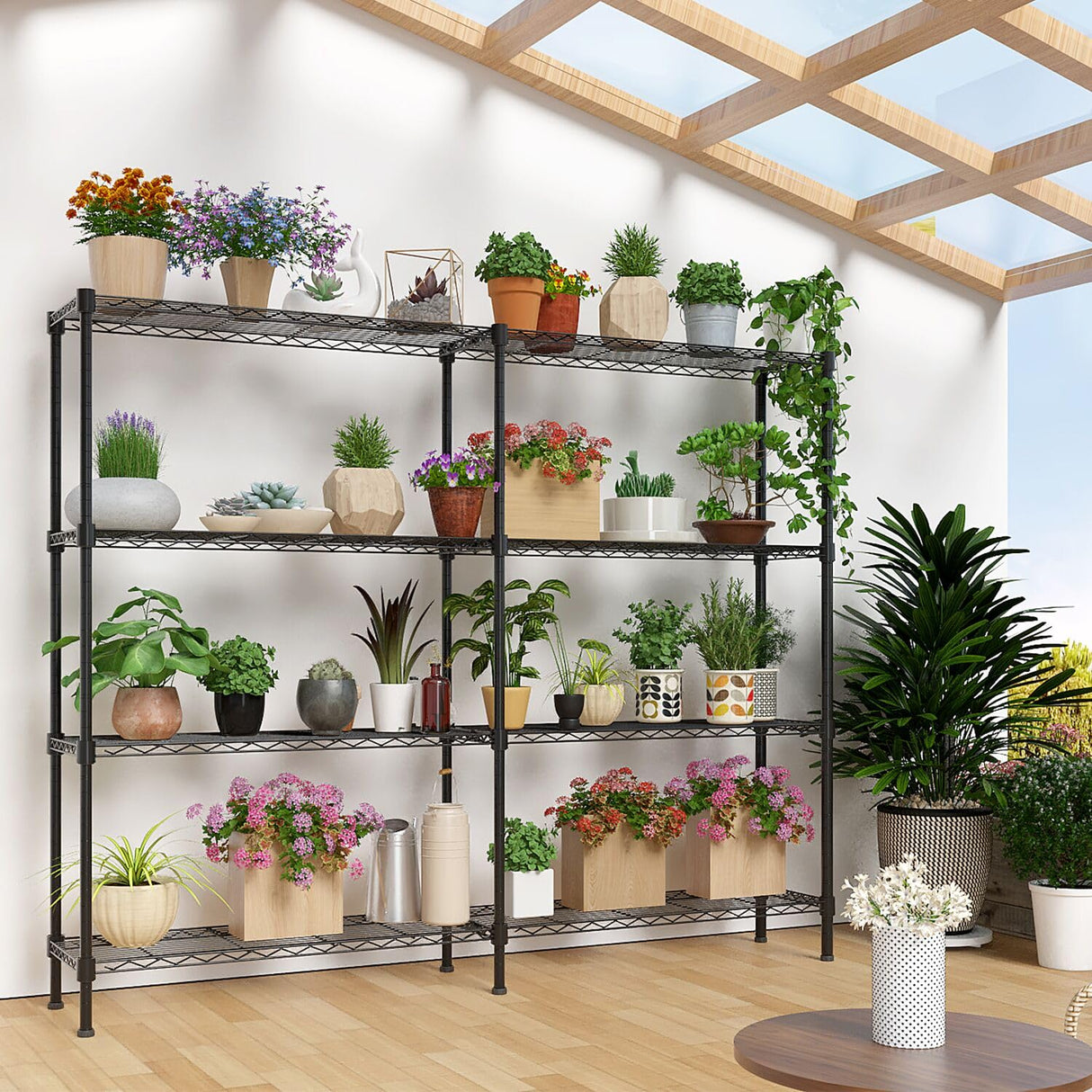 VINGLI 58" W Storage Shelves 1220LBS Heavy Duty Metal Shelving, Upgraded 4 Tier Garage Shelving Unit, Adjustable Wire Shelf for Storage Rack Commercial Pantry Shelf Organizer, 58" W × 13.8" D × 59" H VINGLI