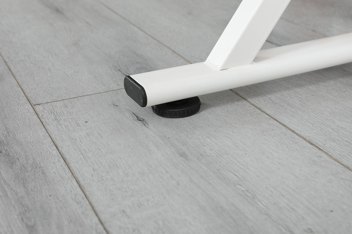 ALYIAMXL Drafting Table w/Stool, Painting Table Art Craft Desk Crafting Table with Tilting Tempered Glass Top, 2 Storage Drawers, Height Adjustable (White) ALYIAMXL