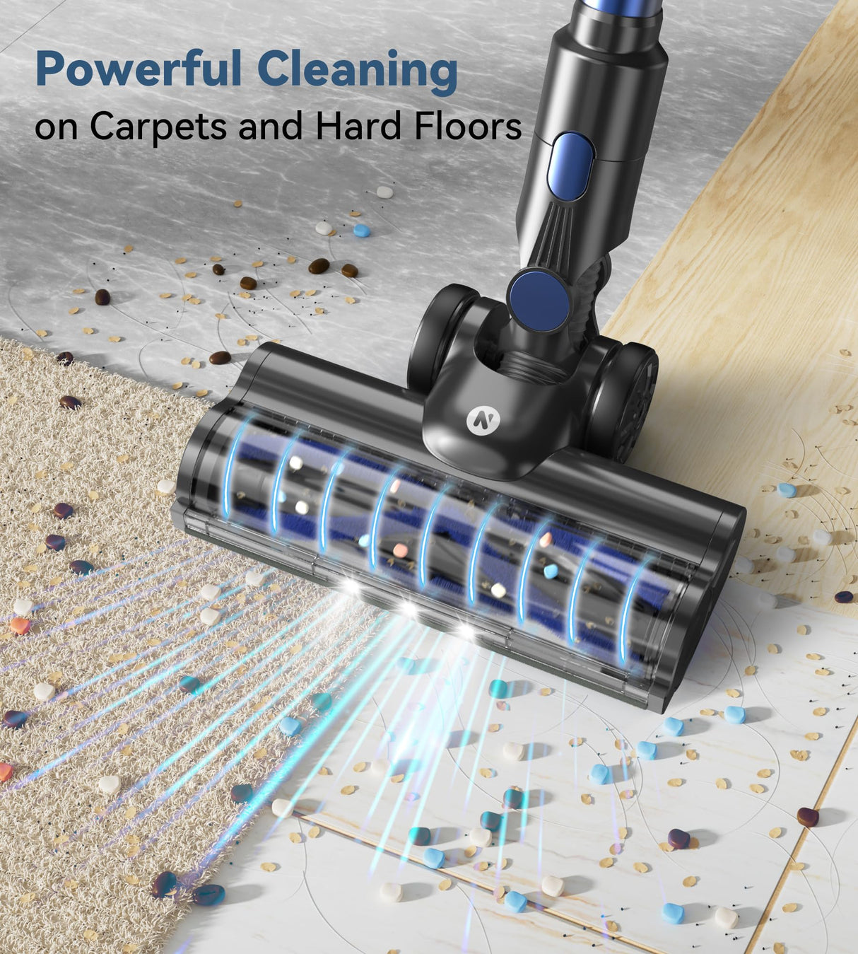 NADALY Cordless Vacuum Cleaner, Stick Vacuum with 3 Powerful Suction Modes, Max 45 Mins Runtime, Anti-Tangle Vacuum Cleaner for Home, 8-in-1 Rechargeable Vacuum for Carpet, Pet Hair, Hard Floors NADALY