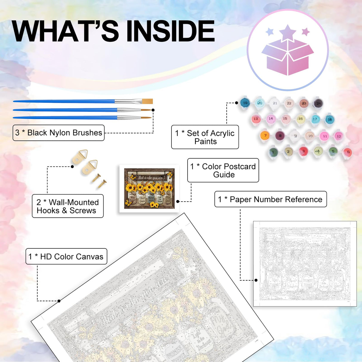 Camocin Paint by Numbers Kit for Adults - Sunflower Adult Paint by Number Kits on Canvas Without Frame for Beginner, Inspirational Oil Painting by Numbers Kit for Gift Home Wall Decor 16x20 Inch Camocin