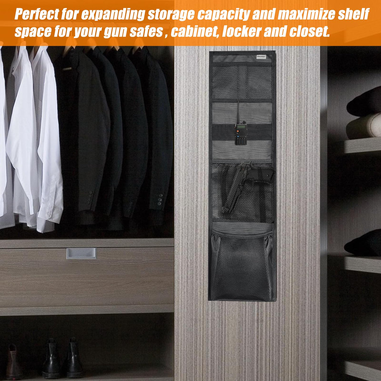 INKUITEN Gun Safe Door Organizer,Gun Safe Storage Accessories for Gun Cabinet, Closet,Easy to Install INKUITEN