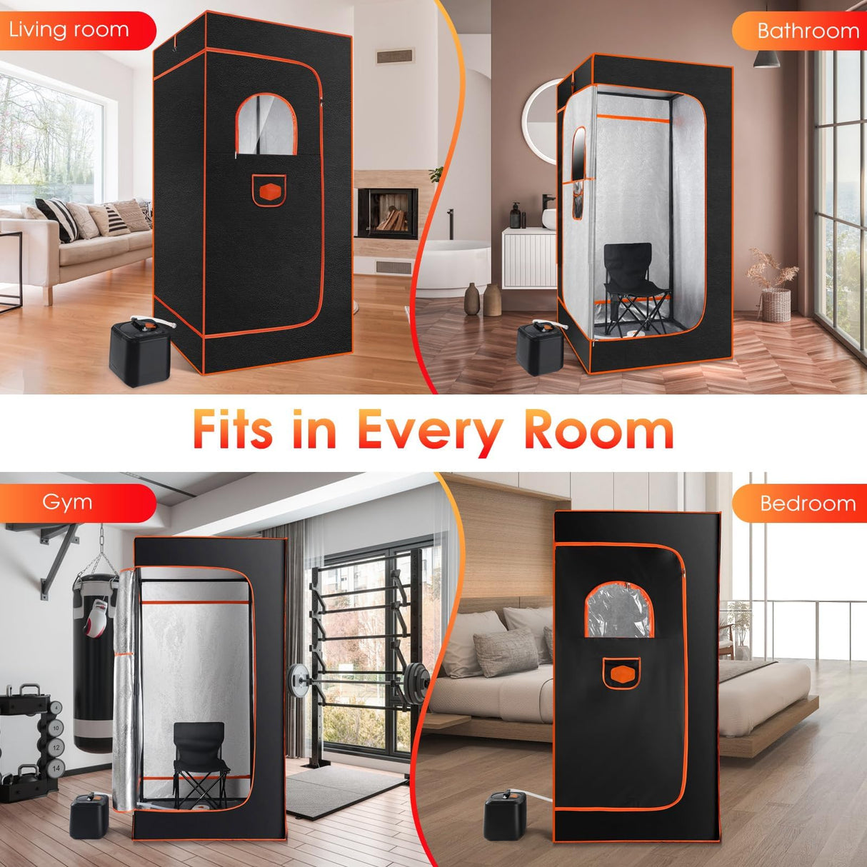 OneAmg Sauna, Portable Sauna Box, Portable Sauna for Home, Steam Sauna with 3L 1000W Steamer, Remote Control, Folding Chair, Home Sauna Tent for Gym Yoga, Pilates, Hot Tub OneAmg