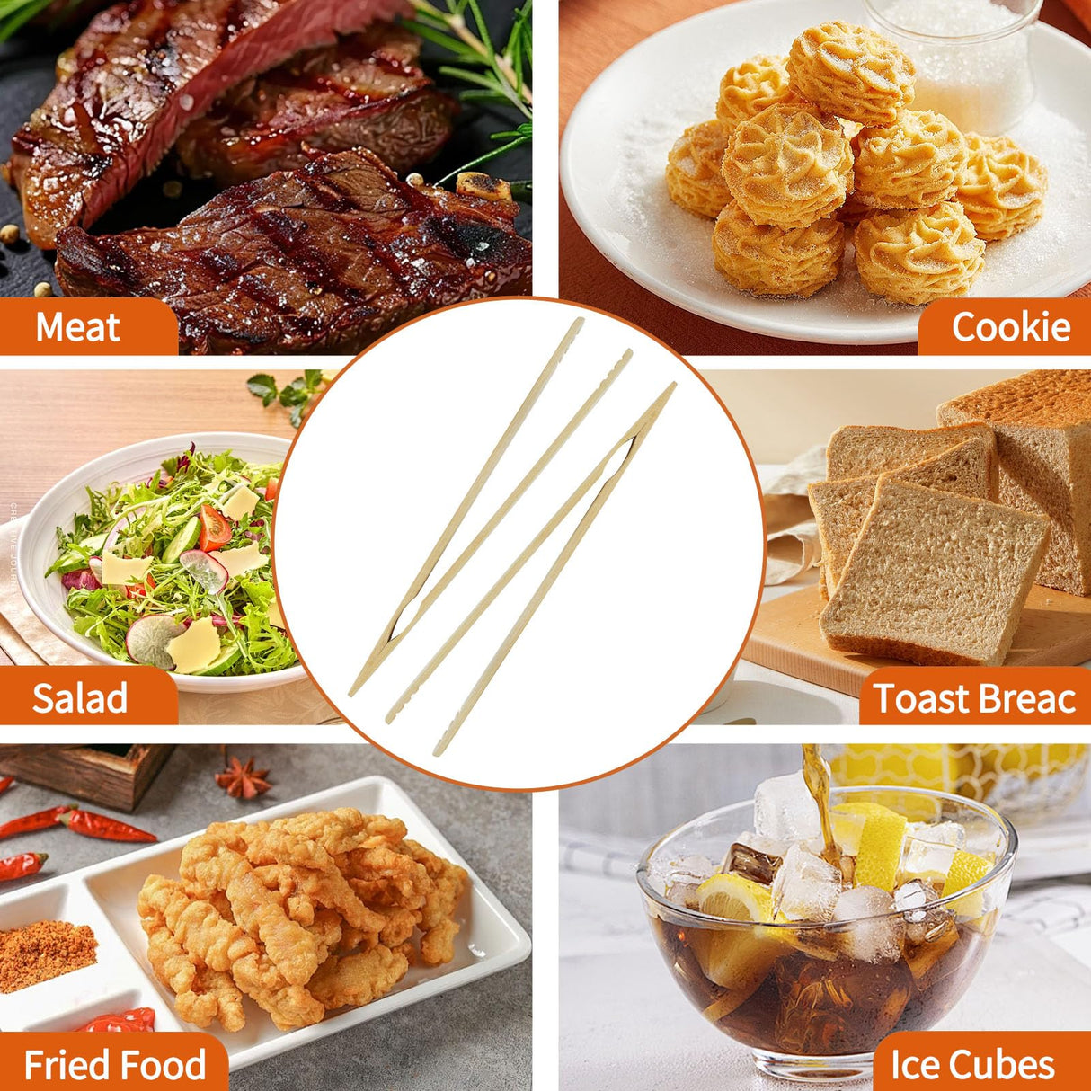 2 Pieces Natural Bamboo Toast Tongs, toast tongs, bamboo tongs,10.2 Inches Long Tongs with Anti-slip Design,for Toaster,Fruits, Bread & Pickles, Kitchen Utensil, Salad, Pasta, Grilling, BBQ Jowmoy